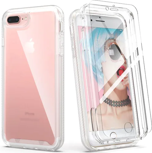 Miniatura 10 de IDweel Funda para iPhone 8 Plus/7 Plus, carcasa resistente a prueba de golpes con protector de pantalla integrado, funda híbrida resistente a
