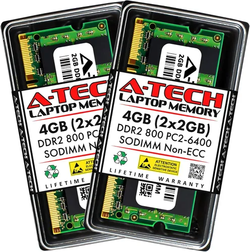 Miniatura 6 de A-Tech 1 GB DDR2 800 MHz SODIMM PC2-6400 1.8V CL6 200-Pin Non-ECC Unbuffered Laptop Módulo de actualización de memoria RAM