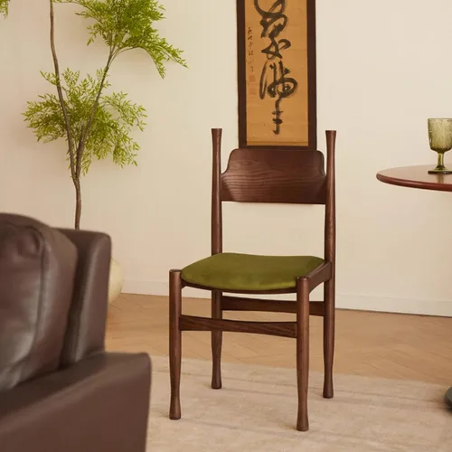Miniatura 3 de Sillas de comedor, modernas sillas de comedor de madera, silla de cocina tapizada, taburete sin brazos de granja, silla ocasional para cocina, sala