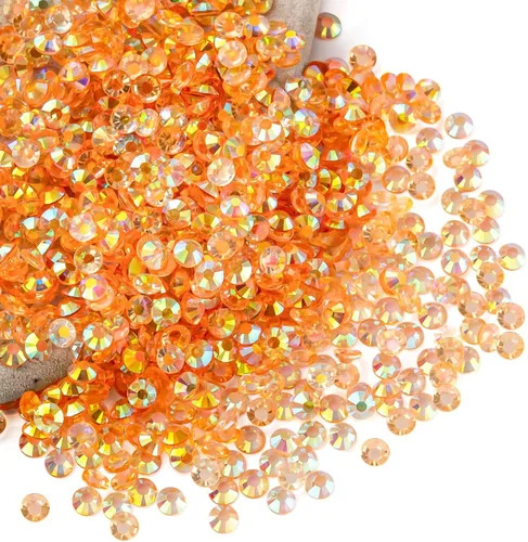 Miniatura 54 de Diamantes de imitación AB verdes a granel, 5000 piezas de diamantes de imitación de fondo plano redondos de gelatina AB sin fijación térmica, gemas