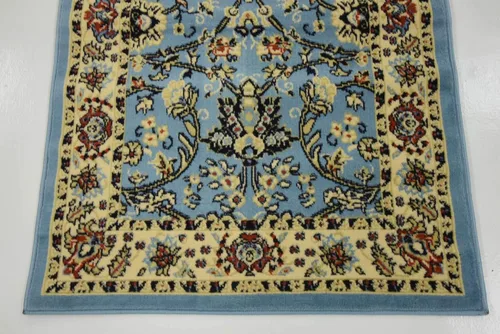 Miniatura 7 de Unique Loom Kashan Collection - Alfombra tradicional con diseño floral, color negro Celeste/azul marino