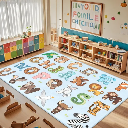 Miniatura 12 de Alfombras infantiles para sala de juegos, alfombra ABC de 2.5 x 4 pies para niños pequeños, alfombra de aprendizaje educativo, alfombra