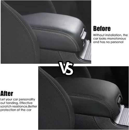 Miniatura 6 de sportuli Funda de cuero antiarañazos para reposabrazos de repuesto para Dodge Charger Chrysler 300 300C 2011-2023 2024 (costuras negras)