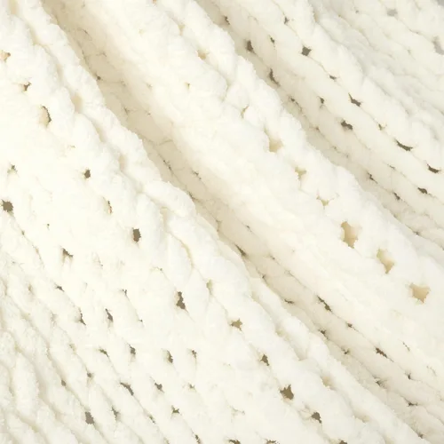 Miniatura 3 de Lush Decor Hygge - Manta o manta de felpilla de punto grueso, ultra suave y acogedora, 72 x 40 pulgadas, marfil