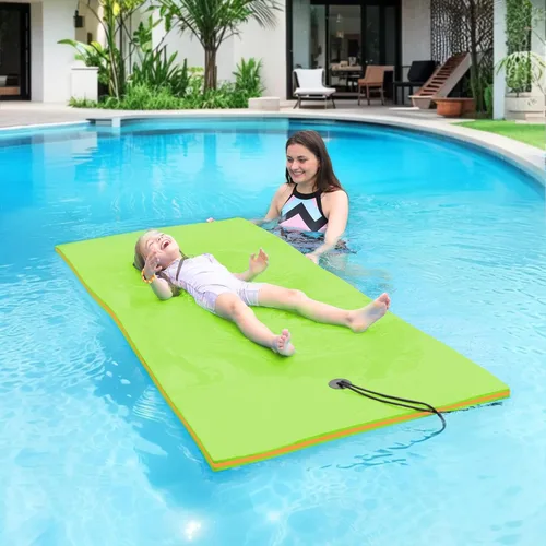 Miniatura 9 de WARMOUNTS Lily Pad Floating Mat, 7/8/9/13/15.5 FT Floating Mat, 3-Layer Tear-Resistant XPE Foam Floating Water Mat with 16.4' Elastic Bungee Tethers