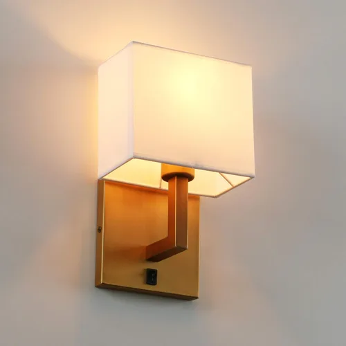 Miniatura 9 de PERMO Lámpara de pared individual con acabado cromado con pantallas textiles blancas y botón de interruptor de encendido/apagado, pequeñas lámparas