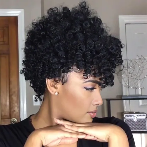 Miniatura 15 de MIMAN - 3 paquetes de trenzas de cabello rizado corto a crochet de 10 pulgadas, extensiones de trenzado sintético de 6 mm para peinado de mohawk