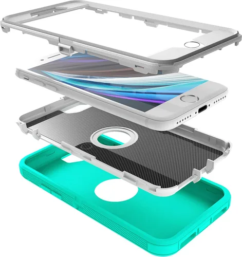 Miniatura 4 de MXX Funda diseñada para iPhone SE 2020/SE 2022, funda protectora resistente con protector de pantalla [3 capas] cubierta de protección de goma