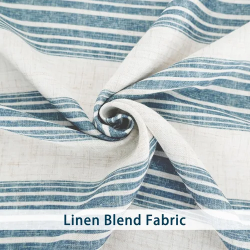 Miniatura 3 de DriftAway Chris Linen - Cortinas opacas con capa térmica y reductora de sonido, 63 pulgadas de largo para dormitorio, cortinas estampadas a rayas