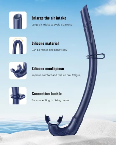 Miniatura 2 de WSTOO Adults Diving Snorkel Breathing Tube Silicone Flexible Foldable Snorkel Anti-Drop for Freediving Swim Training,Diving and Scuba Diving,Easy to