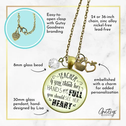 Miniatura 5 de Gutsy Goodness Collares para profesores, estilo bohemio, chic, regalo de agradecimiento de parte de los estudiantes, cadena de 24 o 36 pulgadas