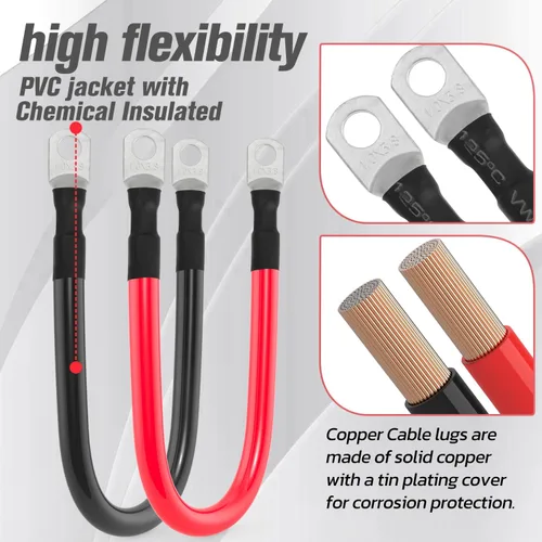 Miniatura 3 de Cable de batería 1/0 AWG 1/0AWG Calibre Cables de inversor de batería para automotriz, solar, marino, barco, RV, automóvil, motocicleta
