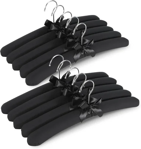 Miniatura 8 de Perchas acolchadas para ropa, perchas de tela de alta calidad para abrigos, suéteres, vestidos de boda, novia, armario, colgador de ropa resistente