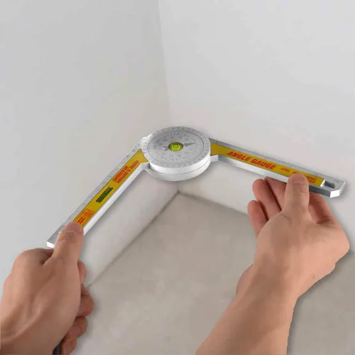 Miniatura 2 de Regla de ángulo transportadora de sierra ingletadora, herramienta de medición de 360 grados, medidor de ángulo con nivel de burbuja de alta