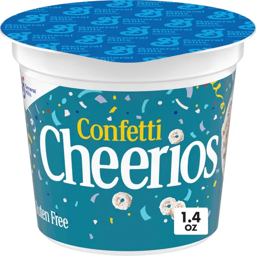 Confetti Cheerios - Taza de cereales para desayuno, sin gluten, cereales de una sola porción, 1.4 onzas