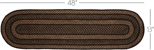 Miniatura 3 de VHC Brands Camino de mesa ovalado a rayas negras de yute primitivo de granja, 13 x 48 pulgadas