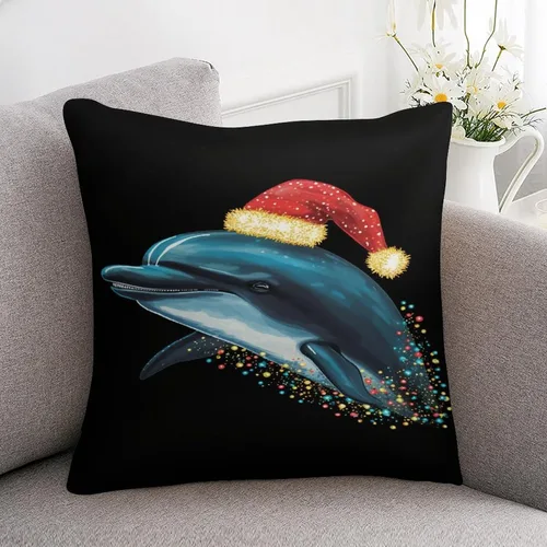 Miniatura 7 de Fundas de almohada de satén, fundas de almohada con sombrero de Papá Noel, fundas de almohada para amantes de los delfines, almohadas con cremallera