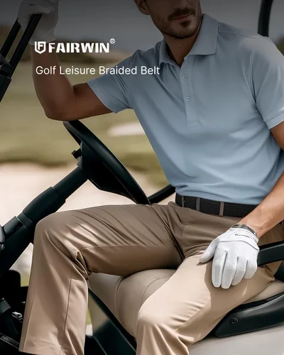 Miniatura 6 de FAIRWIN Cinturones elásticos trenzados elásticos para hombre de golf casual jeans tejidos 1 38 "cinturones de trabajo de nailon para hombres