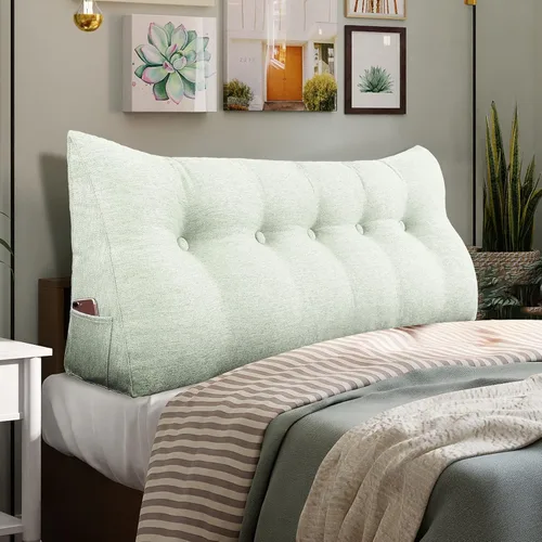 Miniatura 21 de WOWMAX Cabecero de Cama Multifuncional con Almohada Tapizada Doble, Cabecero para Dormitorio Individual XL, Portátil para Dormitorio Universitario