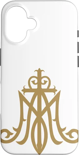 Funda católica con monograma para iPhone 16 Virgin Mary Insignia Ave Maria