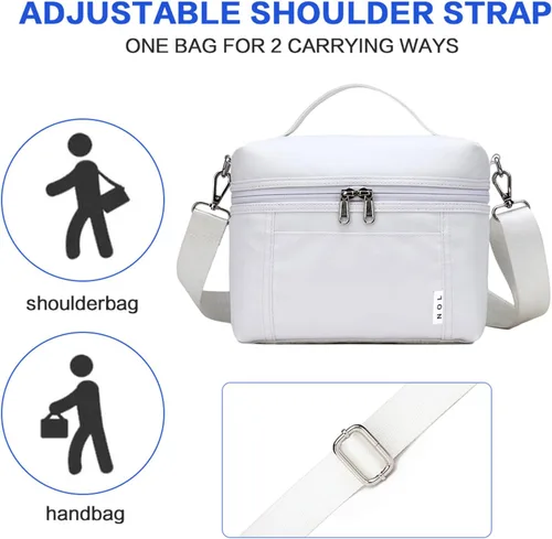 Miniatura 8 de NOL Natural Organic Lifestyle - Bolsas de almuerzo aisladas para mujer, bolsa de refrigeración ligera de nailon impermeable para el trabajo Blanco