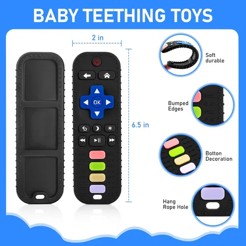 Miniatura 7 de Juguete de dentición para bebé de 3, 6, 12, 18 meses, control remoto realista y teléfono móvil juguete mordedor para bebé, juguetes para masticar