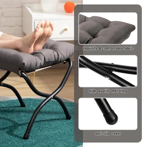 Miniatura 9 de HollyHOME Taburete reposapiés plegable de 15 pulgadas de alto, otomano plegable pequeño tapizado, taburete acolchado para sofá para silla perezosa