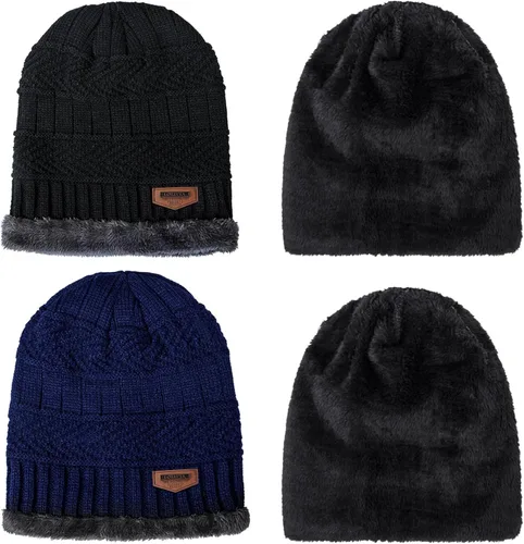 Miniatura 128 de Loritta Gorro de invierno cálido de punto grueso y holgado para hombre