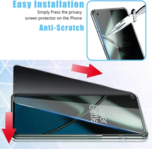 Miniatura 9 de Paquete de 2 + 2 protectores de pantalla de privacidad para OnePlus 11 5G (no vidrio) (2 unidades) + protector de lente de cámara de vidrio templado