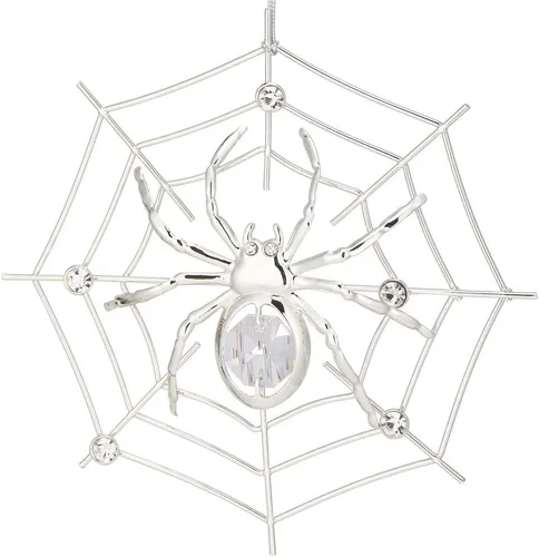 Miniatura 13 de Ornamento colgante de araña negra de Matashi para árbol de Navidad con cristales azules y transparentes – Decoración de telaraña de araña
