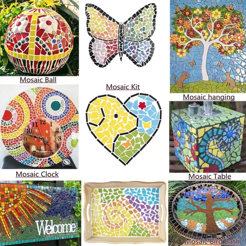 Miniatura 7 de Youway Style Azulejos de mosaico para manualidades a granel, piezas de vidrio de mosaico roto de 7.05 oz para manualidades de mosaico de jardín