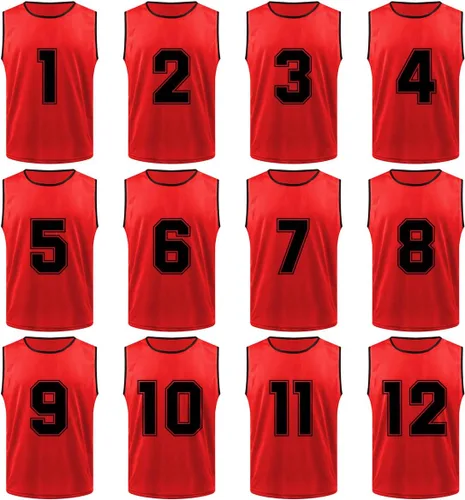 Miniatura 7 de TopTie Paquete de 12 camisetas de malla numeradasen blanco para practicar en