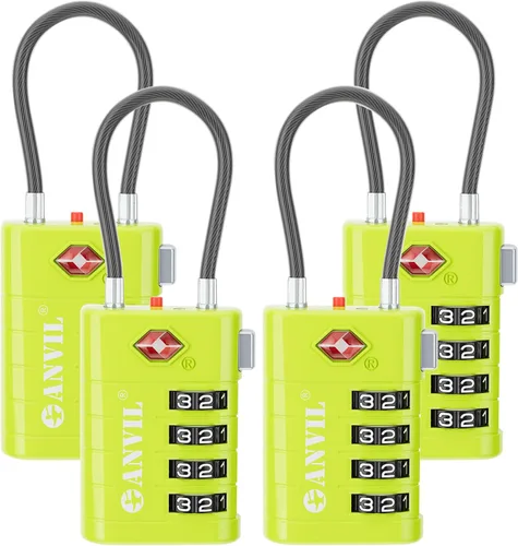 Miniatura 25 de ANVIL Candados de equipaje TSA de 4 esferas con alerta de búsqueda: núcleo TSA008 mejorado para máxima seguridad, ideal para equipaje, maleta