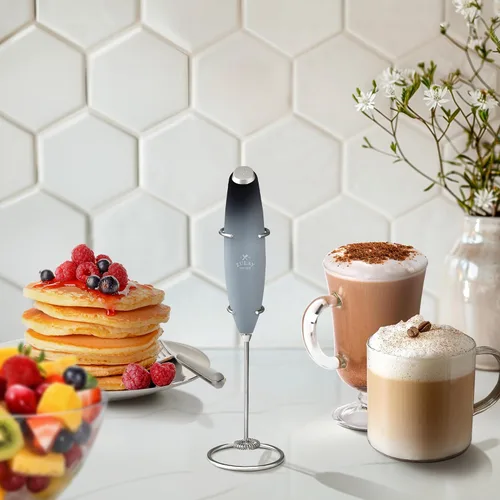Miniatura 627 de Zulay Milk Boss Espumador de leche potente manual, hace espuma para latte, batidor para mezclar bebidas, café, miniespumador para capuchino, frappé