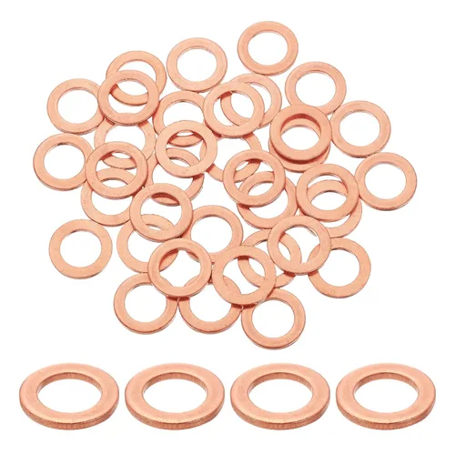 Miniatura 7 de uxcell 75 anillos de sellado de arandela plana M36 de cobre, 1.417 in ID 1.654 in OD 0.059 in de grosor, arandelas de trituración de cobre, junta