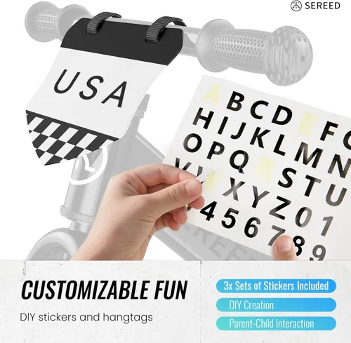 Miniatura 4 de Bicicleta de Equilibrio SEREED para Niños de 2 Años, Bicicleta para Niños sin Pedales de 2 a 5 Años, Ajuste sin Herramientas, Placa Personalizable
