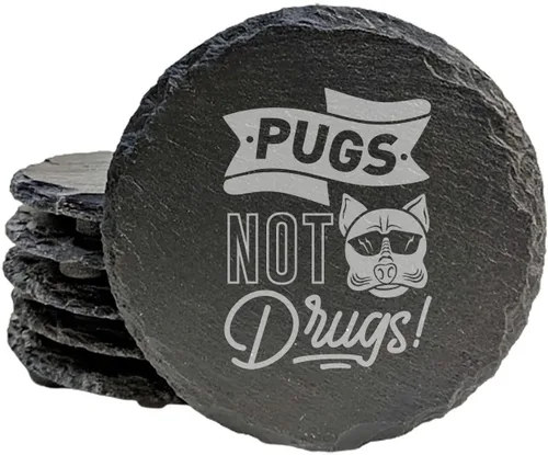 Miniatura 27 de Engraved Dog Cat Paw Coasters Set of 4 – Dog Cat Silhouette Paw Print Design – 4 Inch Round Slate – Pet Lover Home Decor – Handmade in Oregon USA