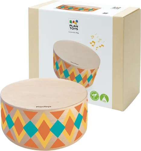 PlanToys® Caja de Ritmo de Tambor de Madera Juguete Musical para Niños | Instrumento Musical Montessori para Niños Pequeños y Niños | Juguete de