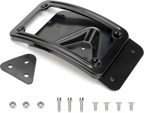 Miniatura 6 de 3148 Soporte de placa de matrícula curvado inclinado con marco compatible con Harley Davidson montaje de 3 agujeros (negro)