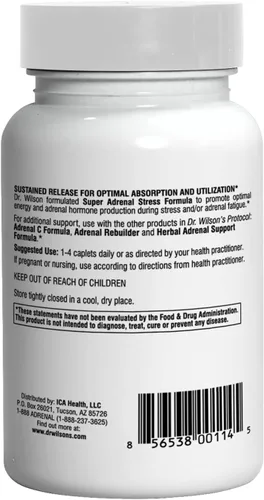 Miniatura 2 de Dr. Wilson Super Suprarrenal Stress Formula de liberación sostenida nutrientes para el estrés diario y apoyo energético 90 cápsulas