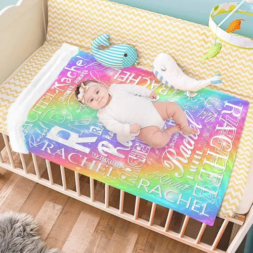 Miniatura 5 de Manta personalizada AOFUN con texto de nombre para adultos y niños, regalo para cumpleaños, boda, Día de San Valentín, 40x30 pulgadas, Estilo 1
