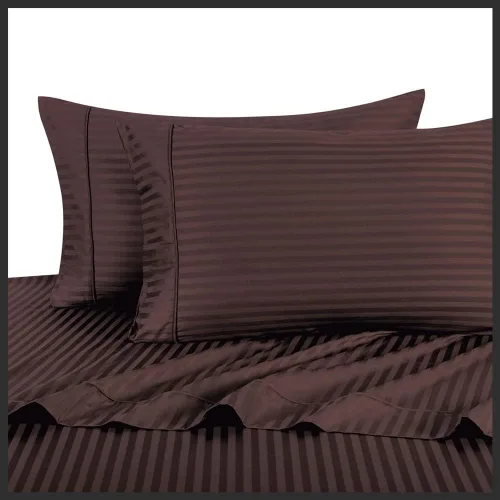 Miniatura 10 de Royal Hotel Bedding Funda de edredón de 300 hilos, 3 piezas, color dorado a rayas, 100% algodón