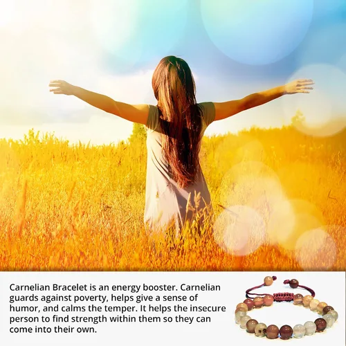 Miniatura 146 de Adjustable Crystal Bracelet – Gemstone Bead Bracelet with Adjustable Macrame String – Chic Gemstone Bracelet for Men and Women – 8mm Round Healing