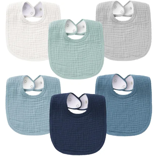 Konssy Juego de 6 baberos de muselina para niños y niñas, baberos de bandana de algodón suave y absorbente para babeo y dentición