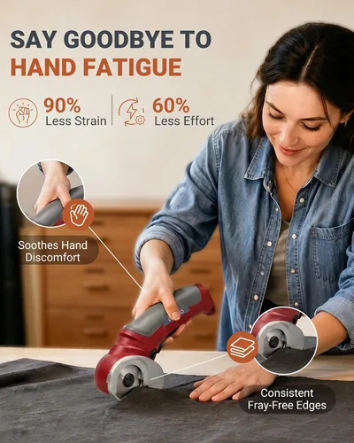 Miniatura 4 de VLOXO Tijeras eléctricas inalámbricas, cortador de cartón con bloqueo de seguridad, mini cortador eléctrico de 4.2 V, tijeras giratorias para Rosa