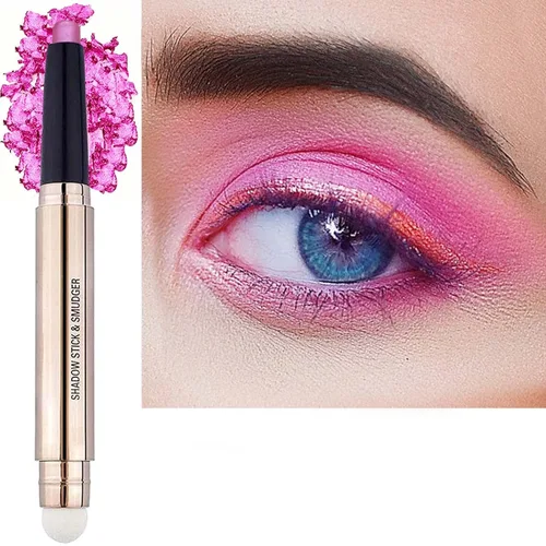 Barra de Sombra de Ojos Rosa, Lápiz de Sombra de Ojos Cremoso, Acabado Brillante, Hipoalergénico, Resistente al Agua, de Larga Duración, Lápiz de