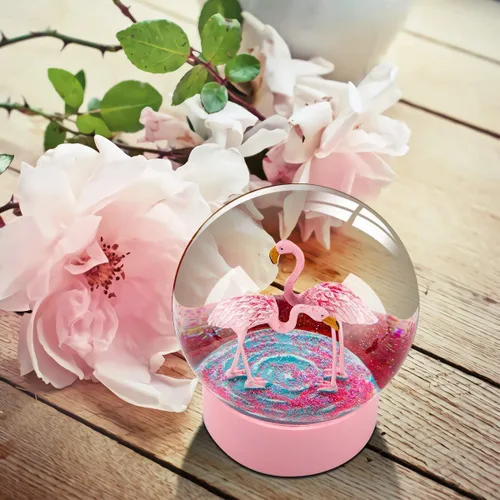 Miniatura 2 de Globo de nieve de flamenco rosa, globos de nieve de 100 mm para niñas, globos de nieve decorativos para decoración del hogar, cumpleaños