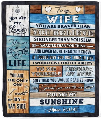 Miniatura 29 de Manta personalizada con texto en inglés «To My Wife from Husband When I Tell You I Love You Wife», manta de forro polar personalizada