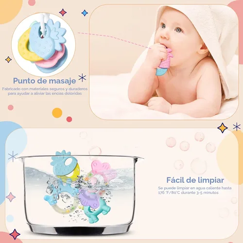 Miniatura 3 de 15 sonajeros para bebés de 0 a 6 meses, sonajeros de bebé sin BPA de 0 a 3, 6 a 12 meses para recién nacidos, juguetes suaves de dentición, juguetes