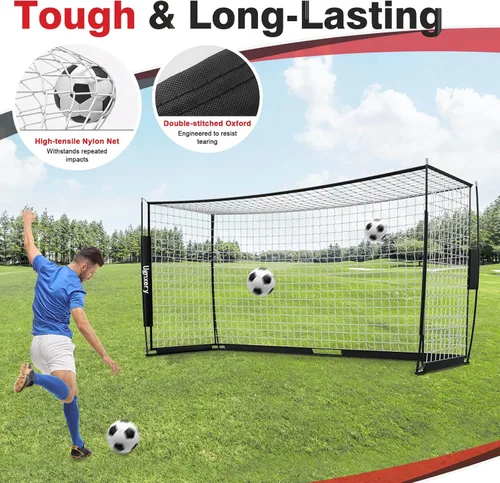 Miniatura 4 de Portería de fútbol portátil, red desmontable de 12 x 6 pies para patio trasero, equipo de entrenamiento de configuración rápida con 1 bolsa